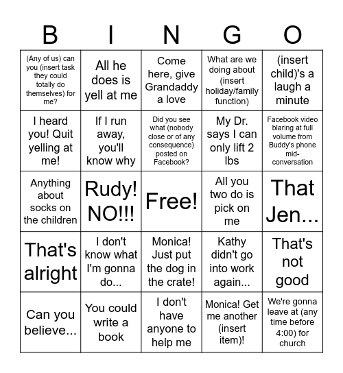 Buddy & Monica Bingo Card