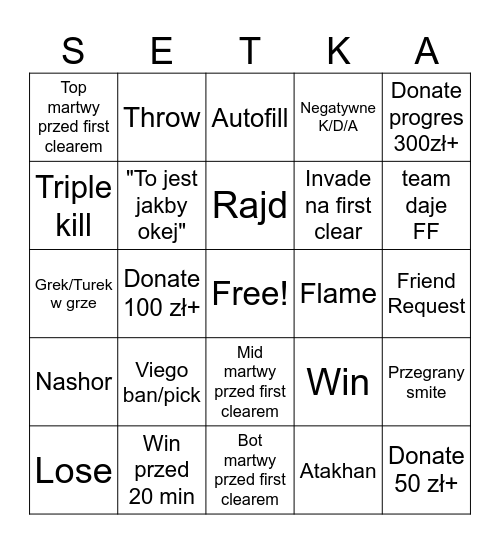 DRUNKSTRIM Bingo Card