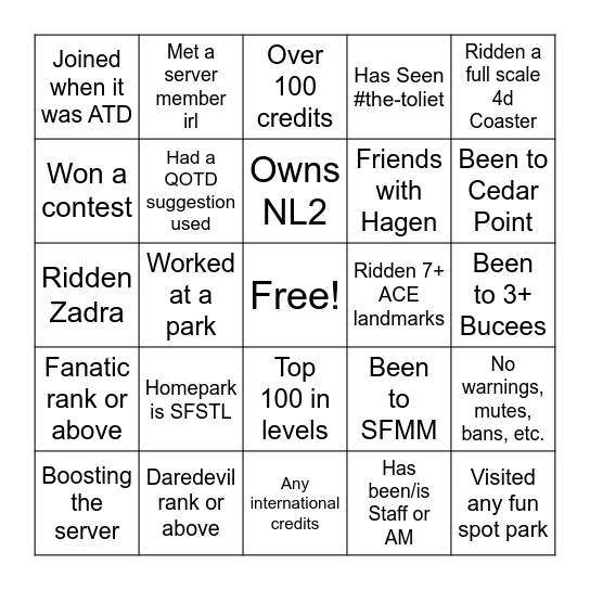 AN Bingo Card