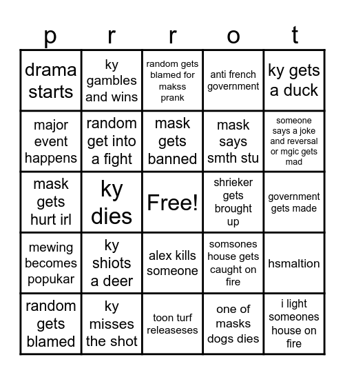 Today. Bingo Card