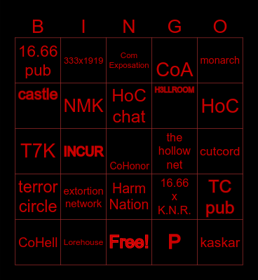 ext com Bingo Card