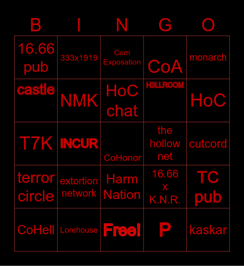 ext com Bingo Card