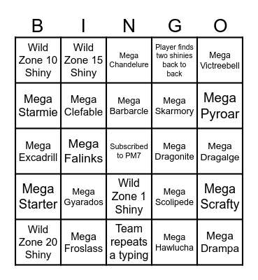 PM7 Shiny Bingo Card