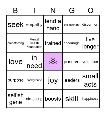 Little Acts, Big Hearts Bingo Card