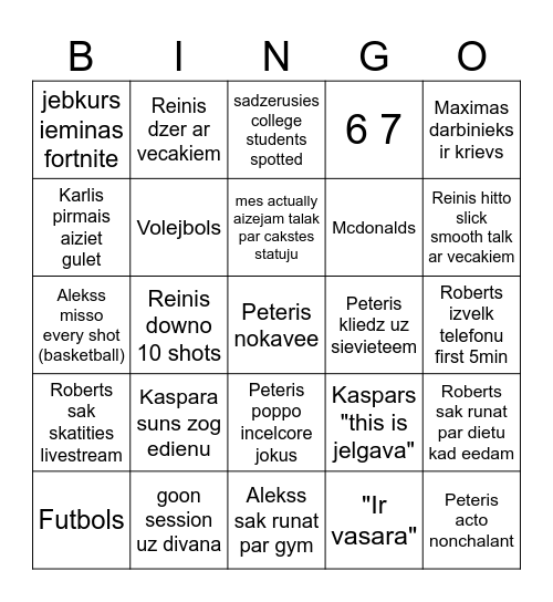 Jelgava (Kaspitim 17) Bingo Card