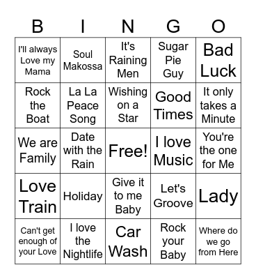 Disco game 3 Bingo Card