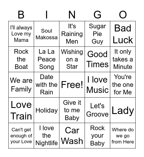 Disco game 3 Bingo Card