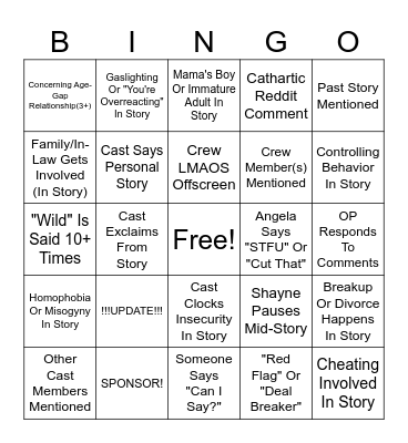 SRRS Bingo Card