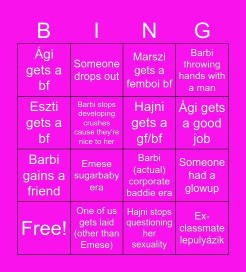 Post-graduation bingo Card