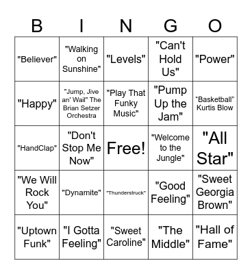 Basketball Bingo Card