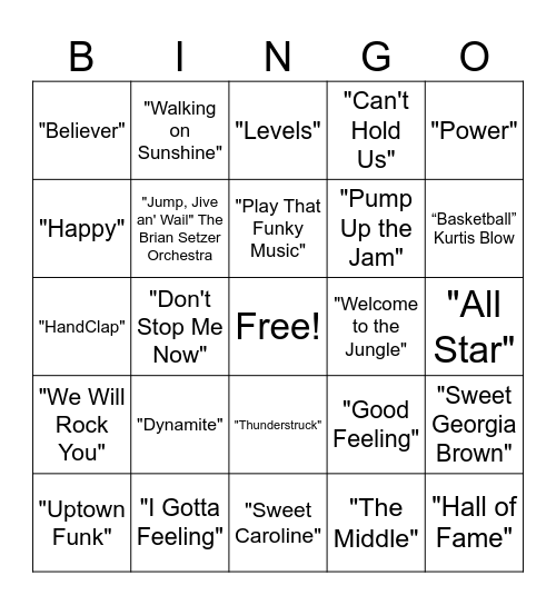Basketball Bingo Card