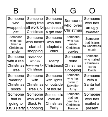 OSX Crew Christmas Bingo 2016 Bingo Card