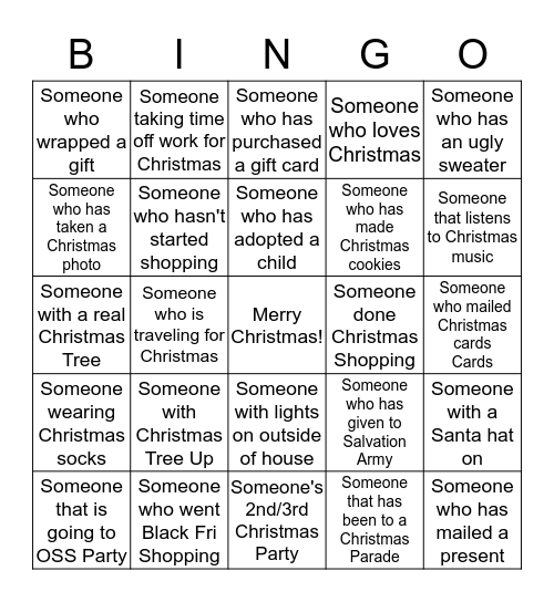 OSX Crew Christmas Bingo 2016 Bingo Card