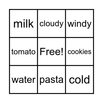 VOCABULARY BINGO! Bingo Card