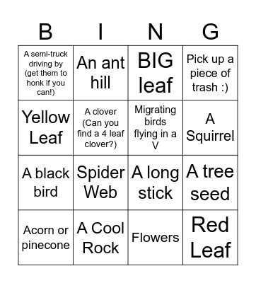 Autumn Bing(o) Bingo Card