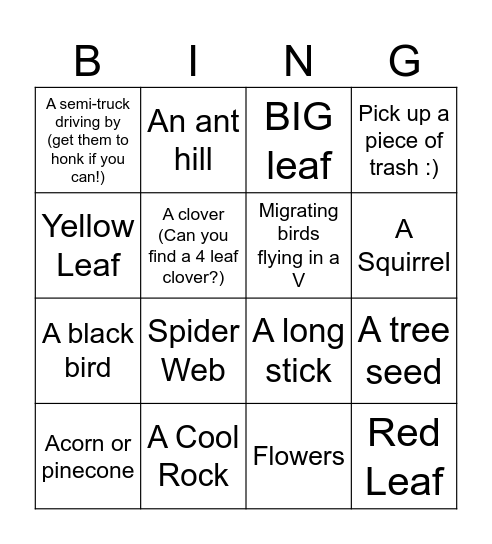 Autumn Bing(o) Bingo Card