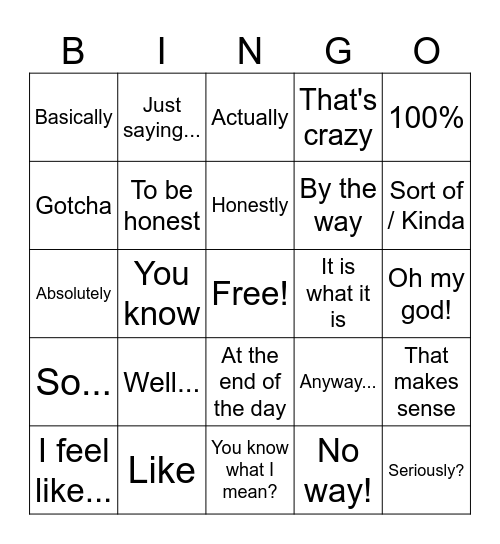 Conversation Bingo Card