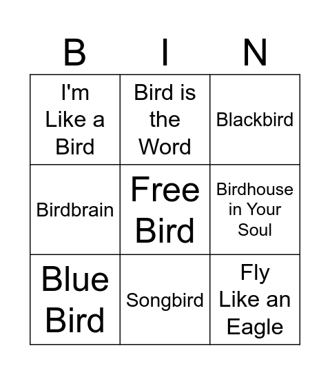 Certified Bird Classics Bingo Card