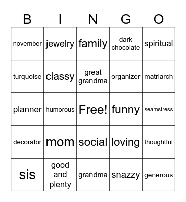 Mary Madeline's Birthday Bingo Card