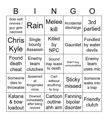 Hunt Showdown Bingo! Bingo Card