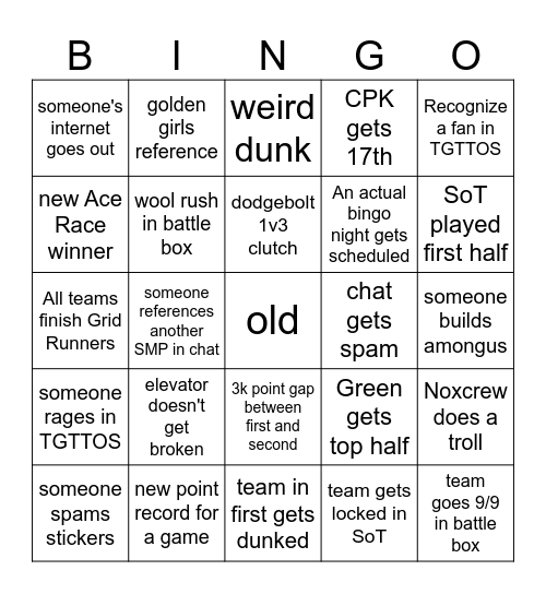 MCC Mash-Up Bingo Card