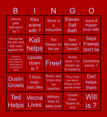 Stranger Things S5 Bingo Card