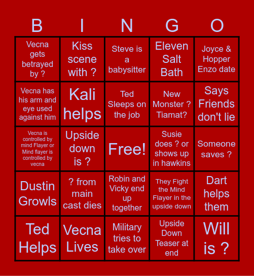 Stranger Things S5 Bingo Card