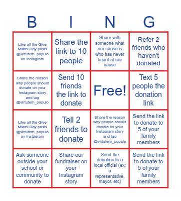 GMD Virtutem Populo Bingo Card Bingo Card