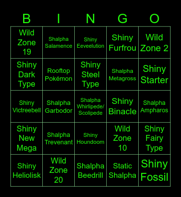 Pokemon Legends Z-A Shiny Bingo Card