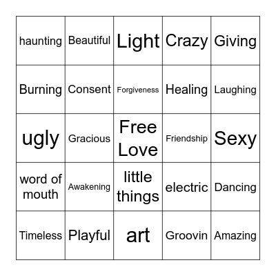 LOVE IS... Bingo Card