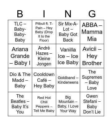 Babyshower bingo Card