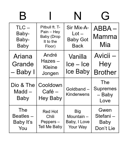 Babyshower bingo Card