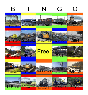 Railroads That I would like to see the engines one day Bingo Card