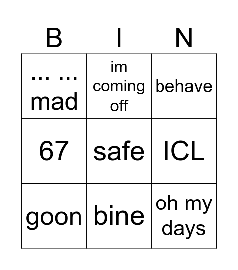 Femz Bingo Card