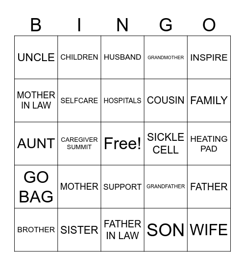 WHO CAN BE A CAREGIVER Bingo Card
