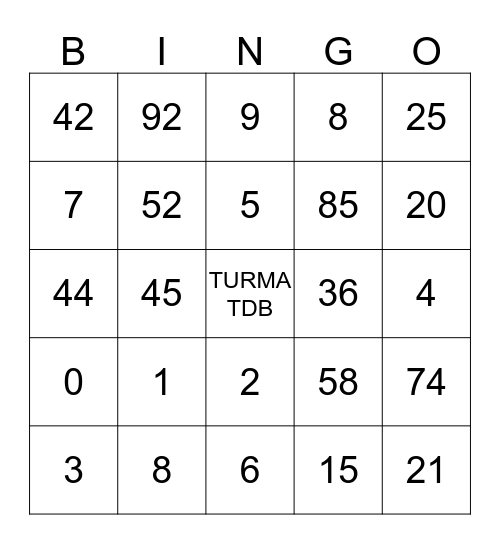 Bingo Família Tavares Bingo Card