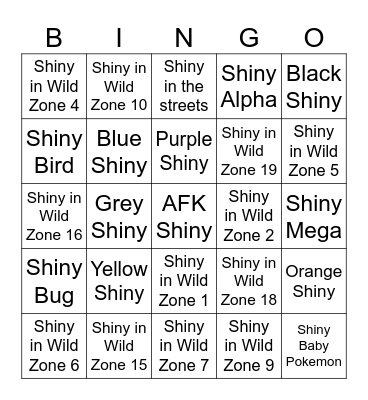 POKÉMON LEGENDS: Z-A SHINY BINGO Card
