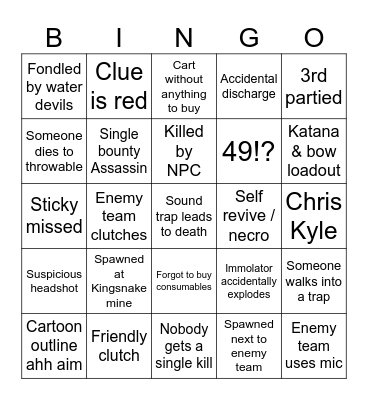 Hunt Showdown Bingo! Bingo Card