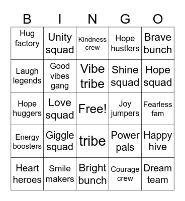 Fun Words for Families with Sickle Cell Bingo Card