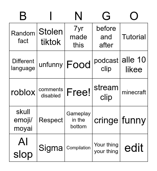 Untitled Bingo Card