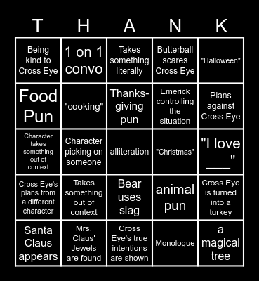 The Thanksgiving Movie Bingo Card