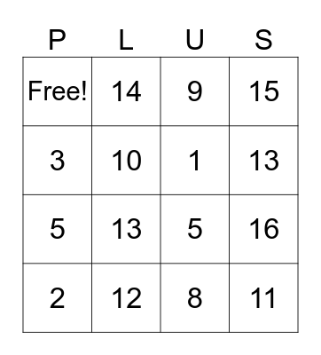 Addition Bingo! Bingo Card