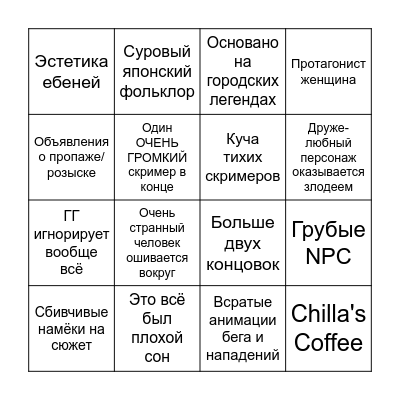 Chilla's Art Bingo Card