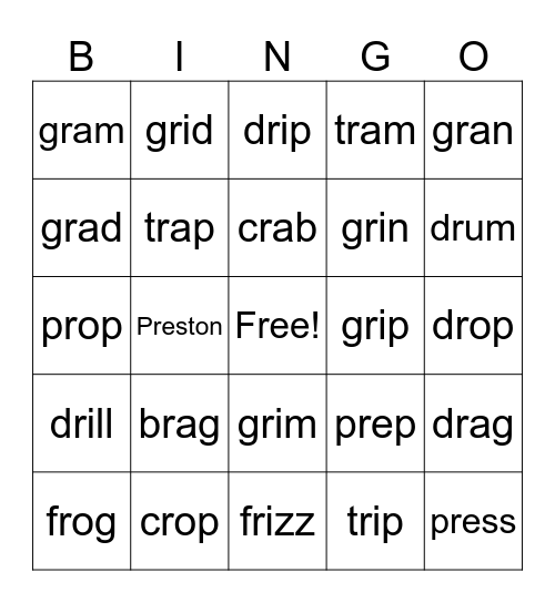 r blends Bingo Card