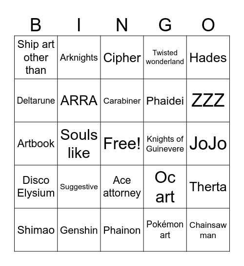 Comicon 25 Bingo Card
