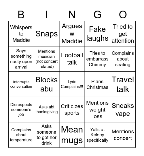 Brunch Bingo Card
