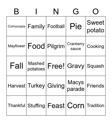 Friendsgiving Bingo ! Bingo Card