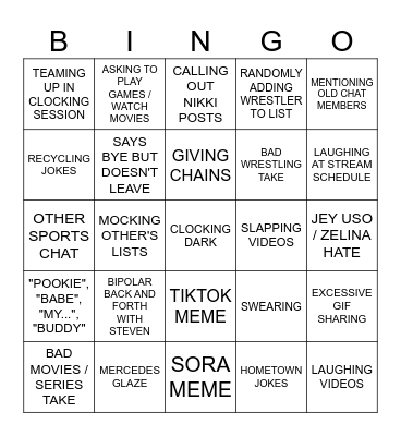 AJ AND AKRA Bingo Card