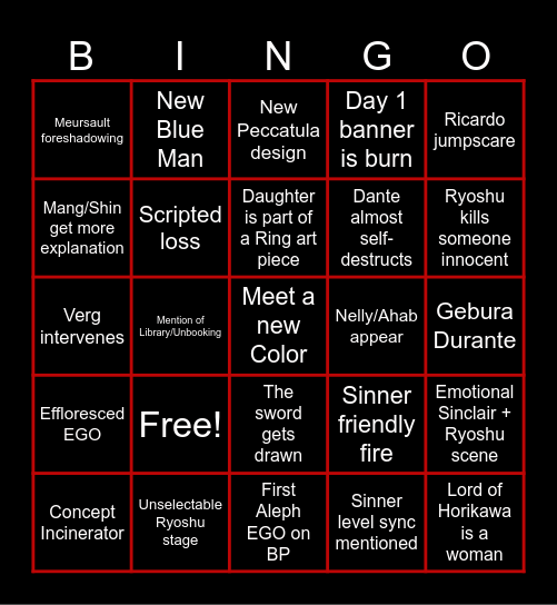 Canto 9 Bingo Card