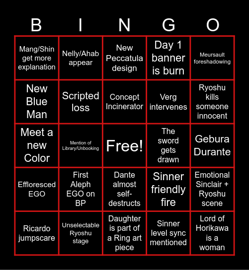 Canto 9 Bingo Card